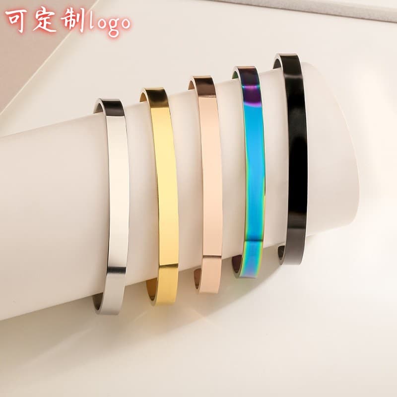 Adjustable bracelet stainless steel, simple and elegant design, print, with your logo imprint 1