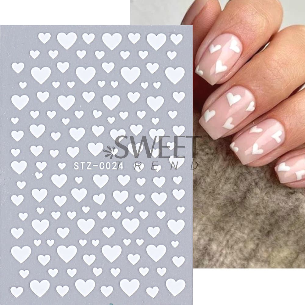 Nail stickers for St. Valentine's Day, adhesive platinum fake nails, self-adhesive sticker for nails with velcro, 3D 2