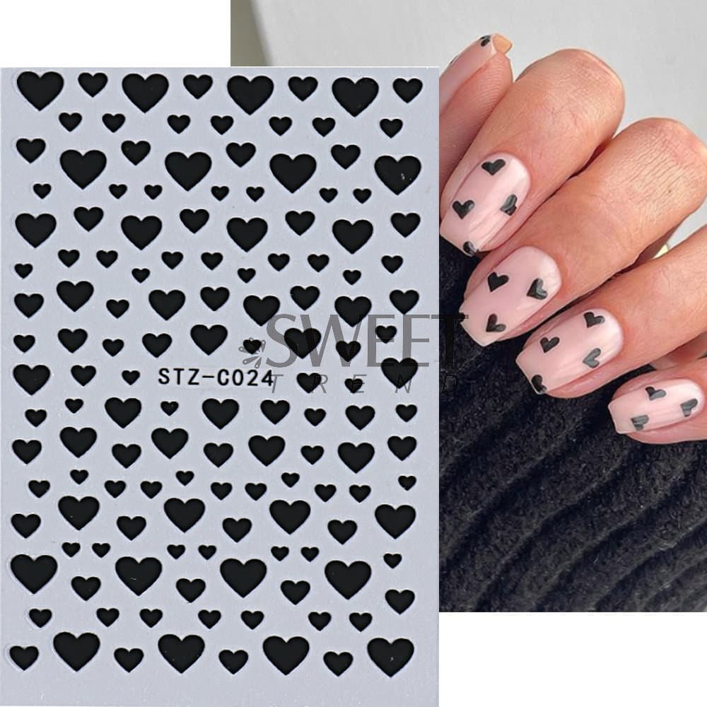 Nail stickers for St. Valentine's Day, adhesive platinum fake nails, self-adhesive sticker for nails with velcro, 3D 3