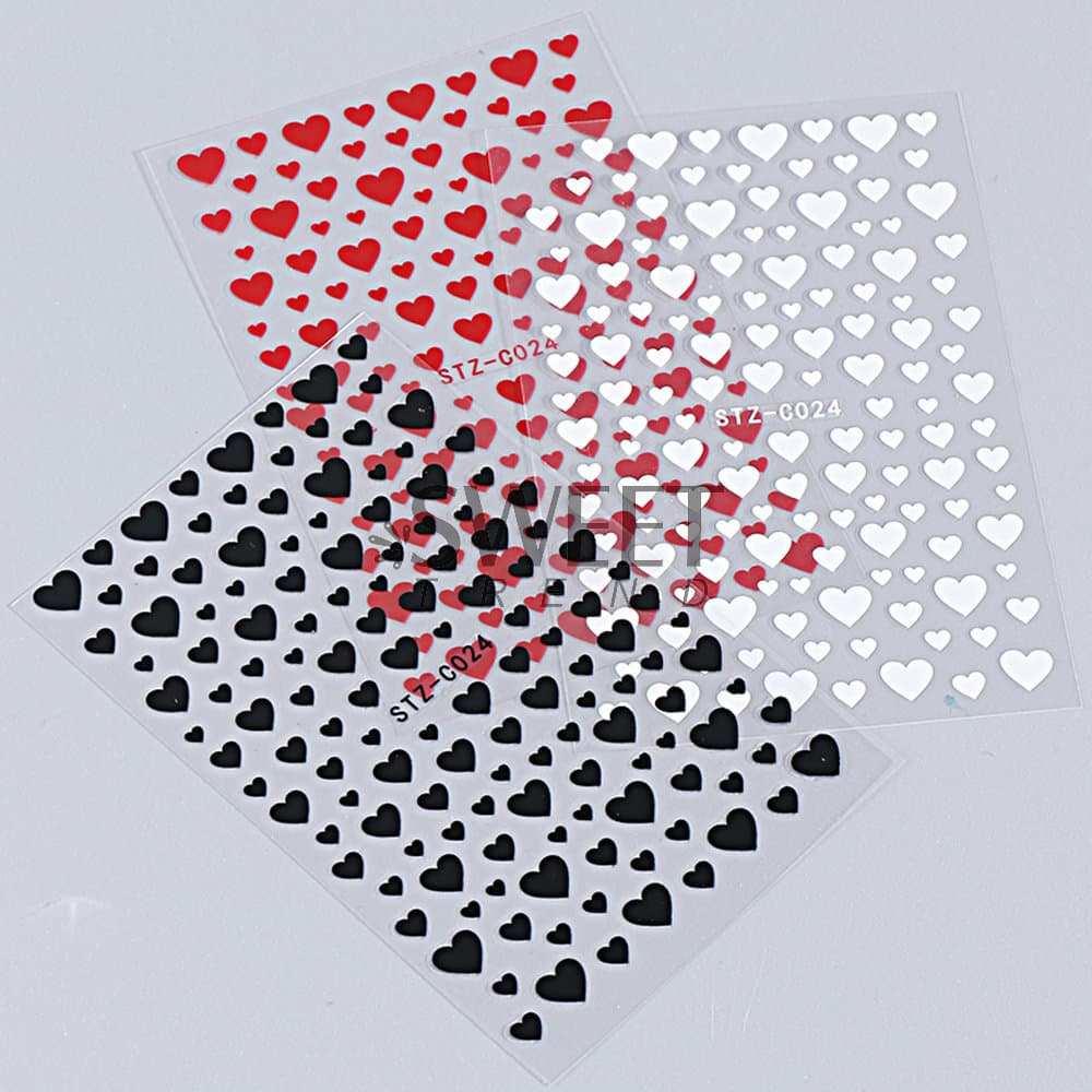 Nail stickers for St. Valentine's Day, adhesive platinum fake nails, self-adhesive sticker for nails with velcro, 3D 4