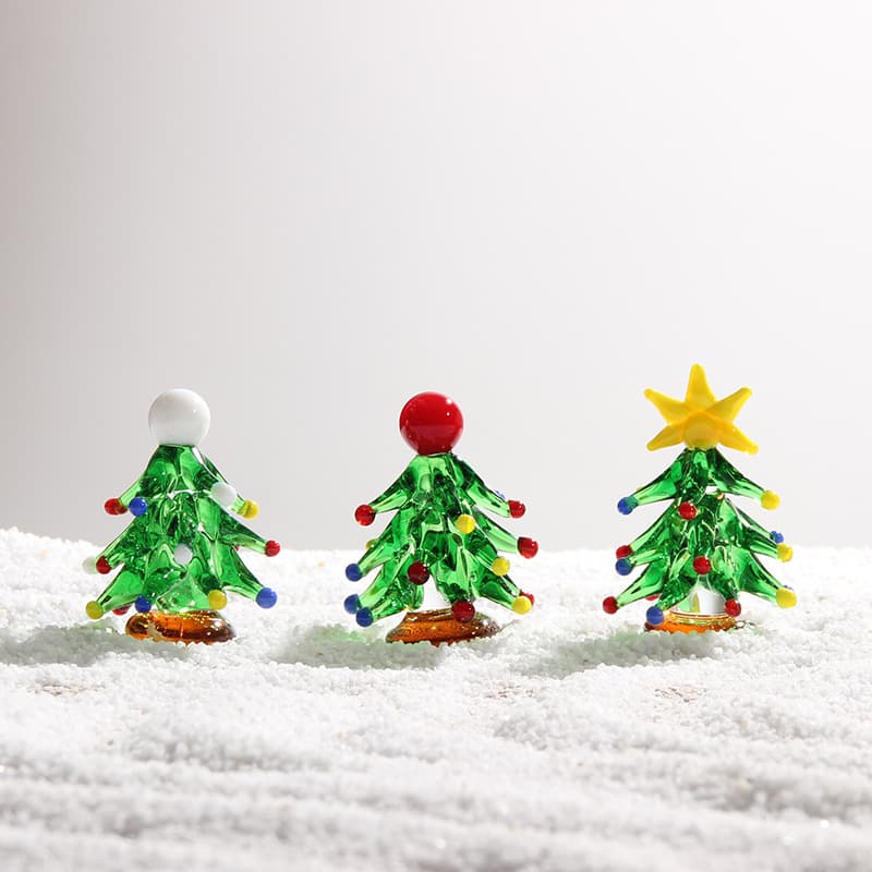 Christmas children's gift small glass Christmas tree creative desktop ornaments New Year exchange glass crafts 4
