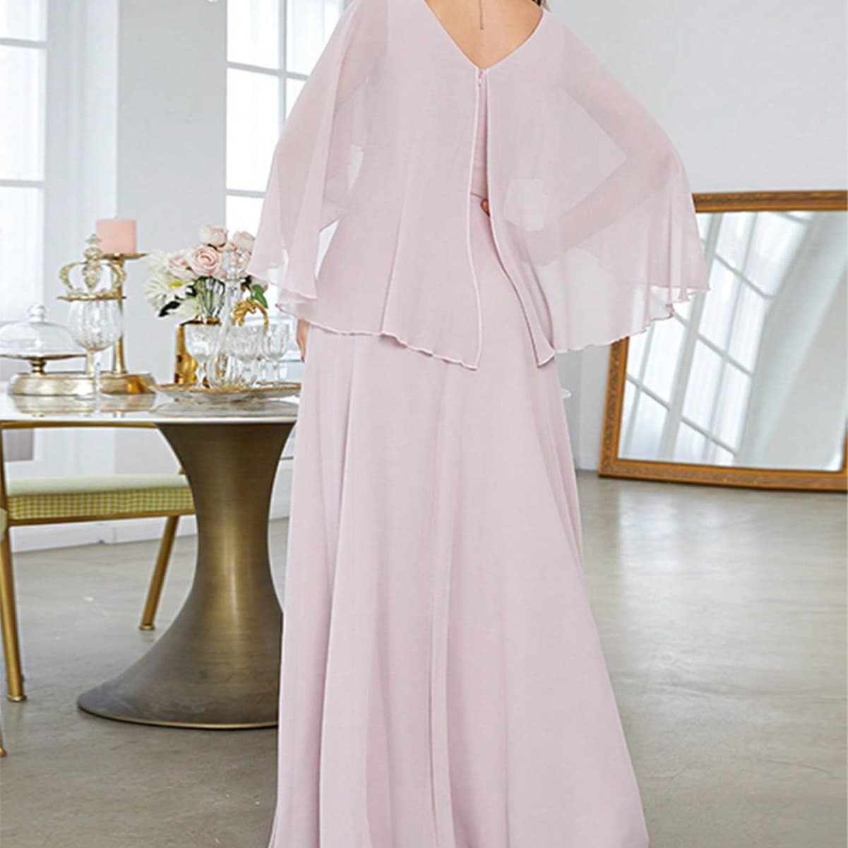 (Cross-border trading), evening dress, megaphone, elegant sticker, V-neckline, graduation party 3