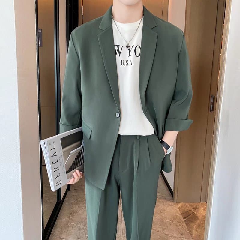 Men's thin demi-season trend set for leisure, classic suit jacket, Korean style, oversize