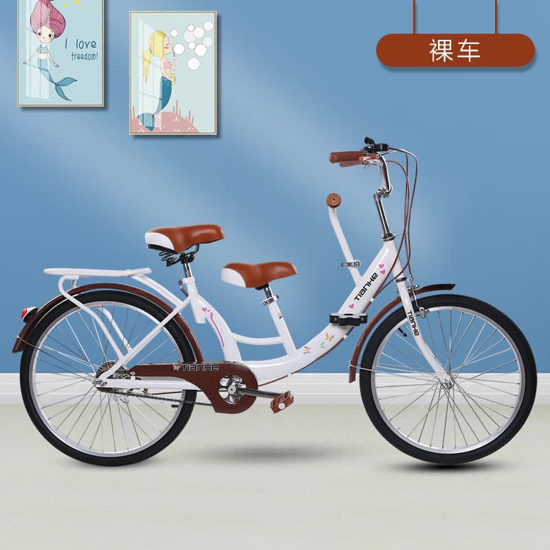 Children's bike with brake system for mother and child for cycling, family style