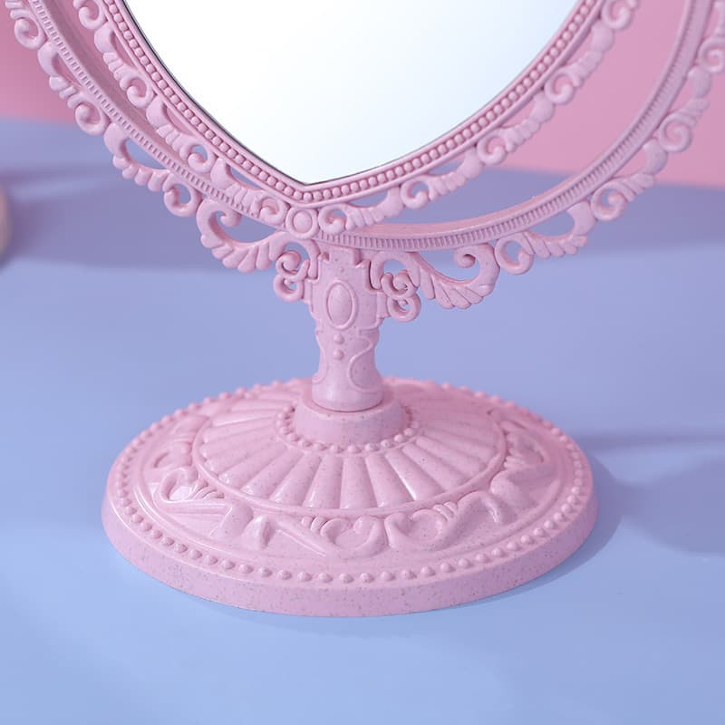 New desktop makeup mirror double -sided beauty dressing mirror bedroom European -style retro mirror desktop beauty makeup love mirror 4