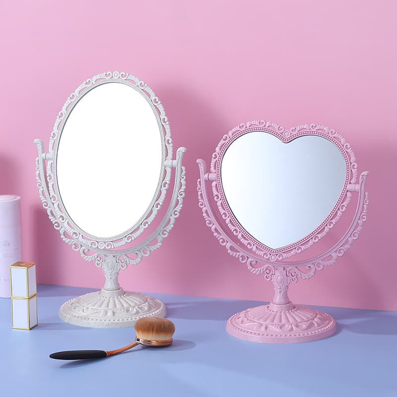 New desktop makeup mirror double -sided beauty dressing mirror bedroom European -style retro mirror desktop beauty makeup love mirror