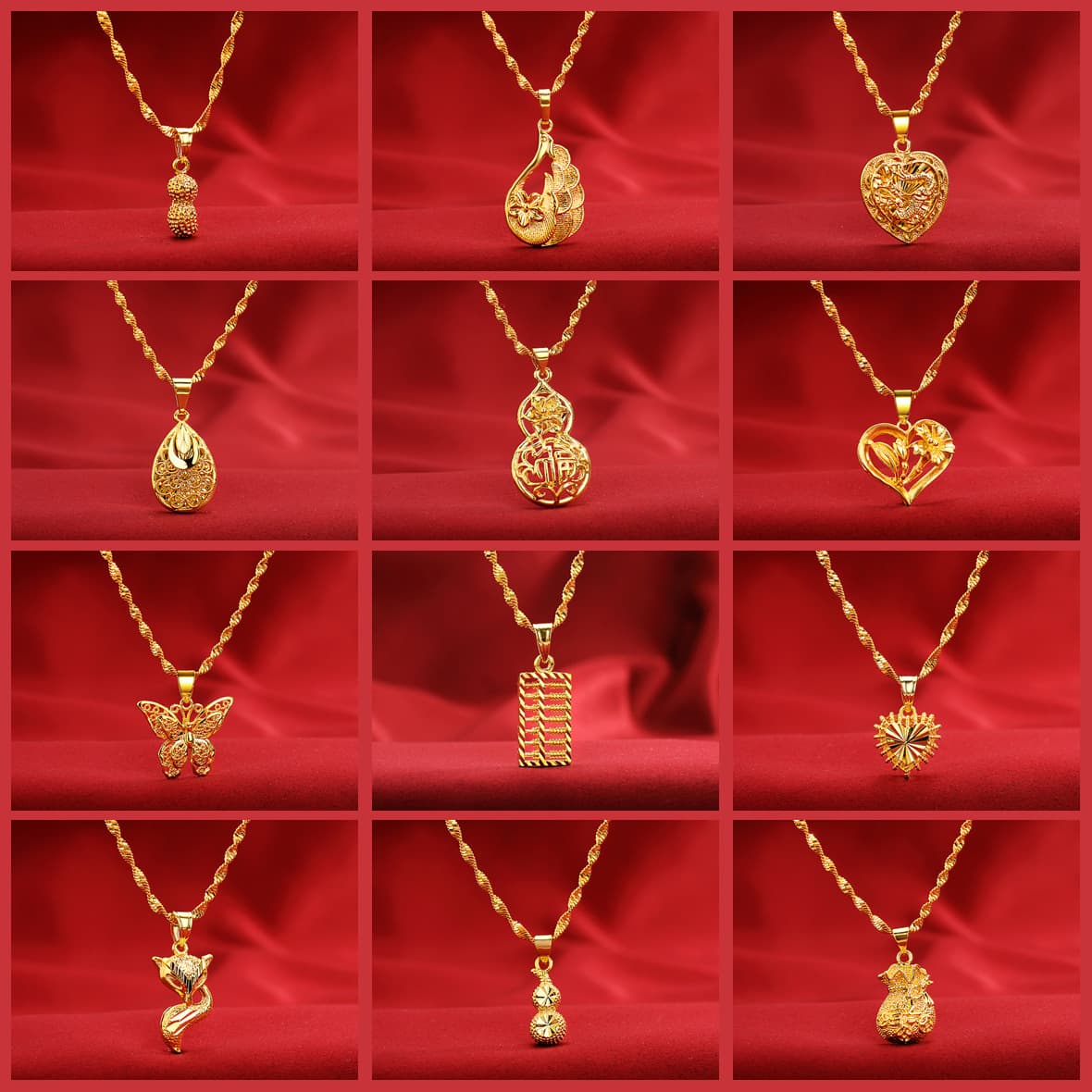 The new Chinese gold shop same sand gold female pendant Xiahongshu vibrato love abacus Fugubags imitation gold clavicle necklace 2