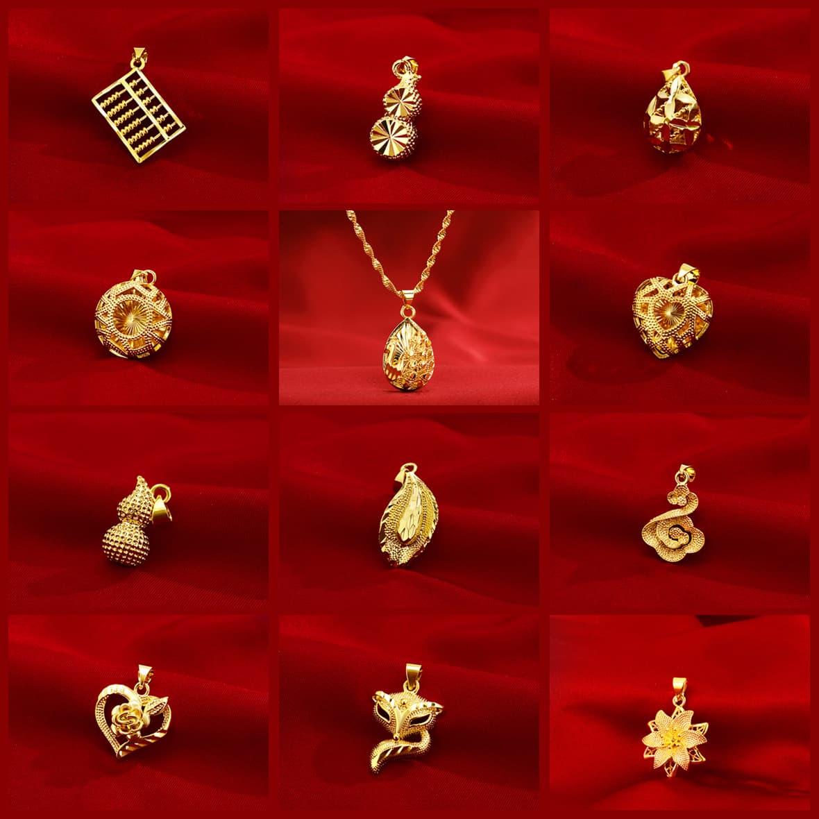 The new Chinese gold shop same sand gold female pendant Xiahongshu vibrato love abacus Fugubags imitation gold clavicle necklace 4