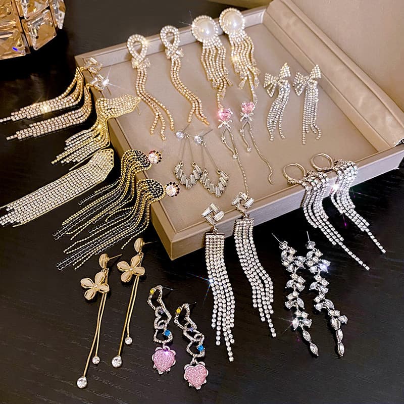Tide, sophisticated earrings, silver 925 sample, diamond encrusted, light luxury style, high-quality style, internet celebrity 3