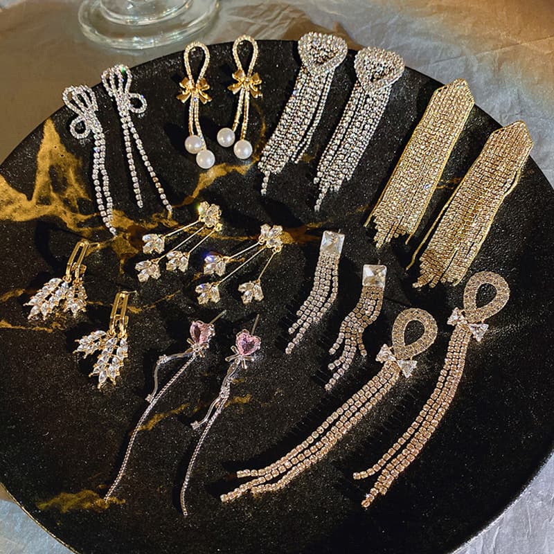 Tide, sophisticated earrings, silver 925 sample, diamond encrusted, light luxury style, high-quality style, internet celebrity 1