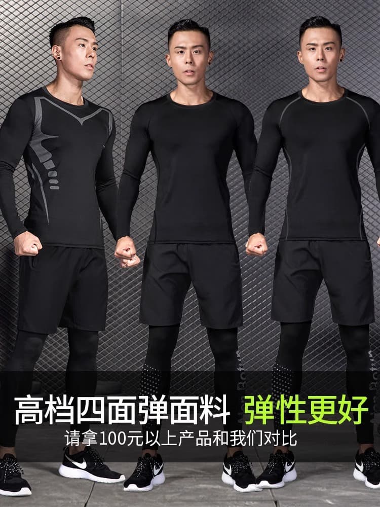 Quick dry sports keep warm autumn underwear, demi-season set for gym, basketball leggings for training, tight, for running 2