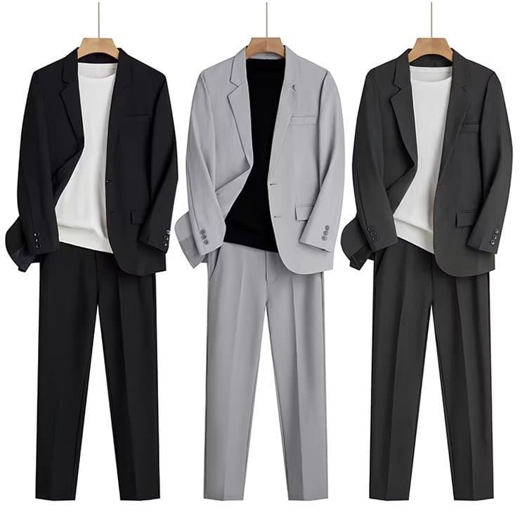 Men's summer thin set, trend classic suit jacket for leisure, oversize