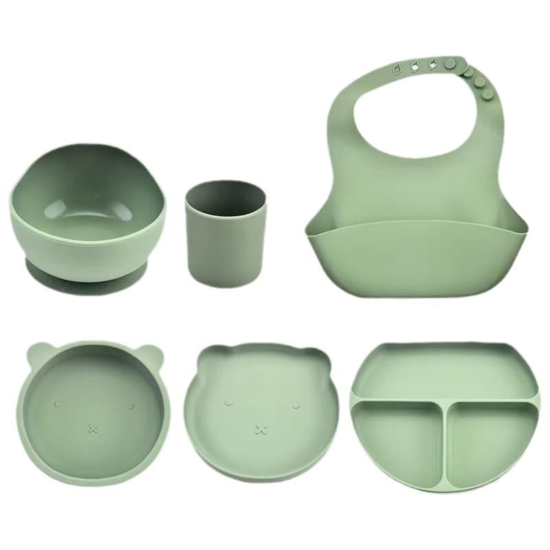Cross-border children's silicone tableware set Baby food supplement bowl Child Silicone Tableware Set 5