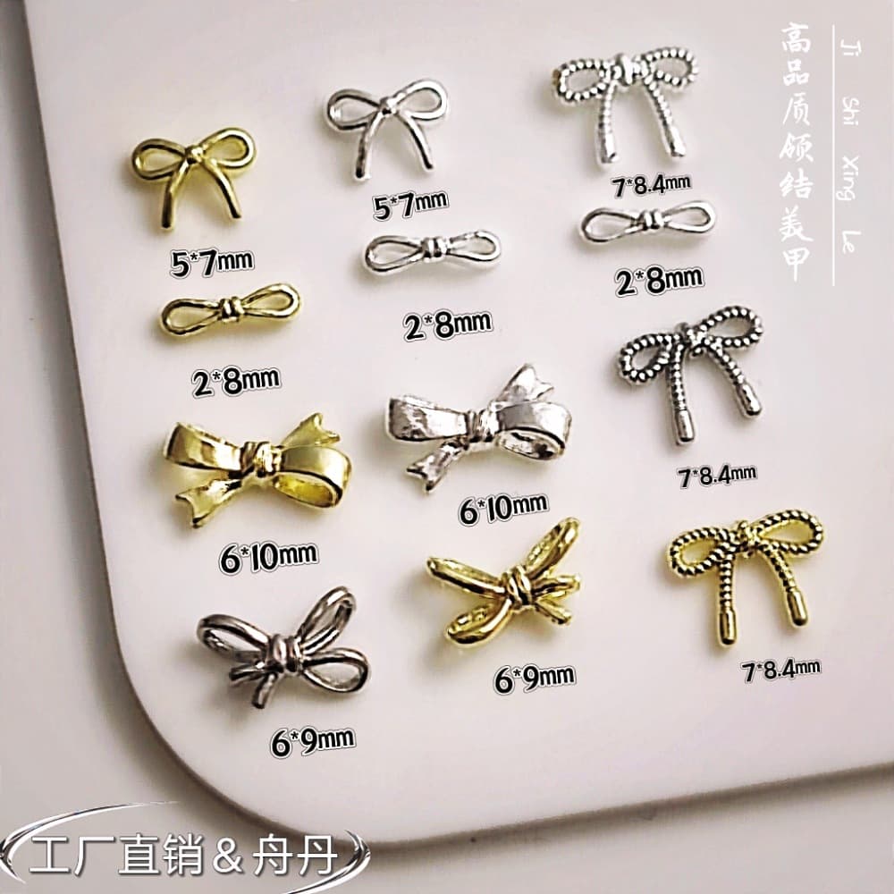 Three dimensional retro nail stickers with bow for nails, universal bow tie, ready-made product