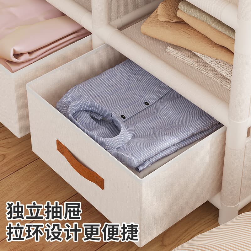 Wardrobe landing small apartment bedroom household strong durable hanging clothes shelves rental house simplicity assembly storage cabinet 2