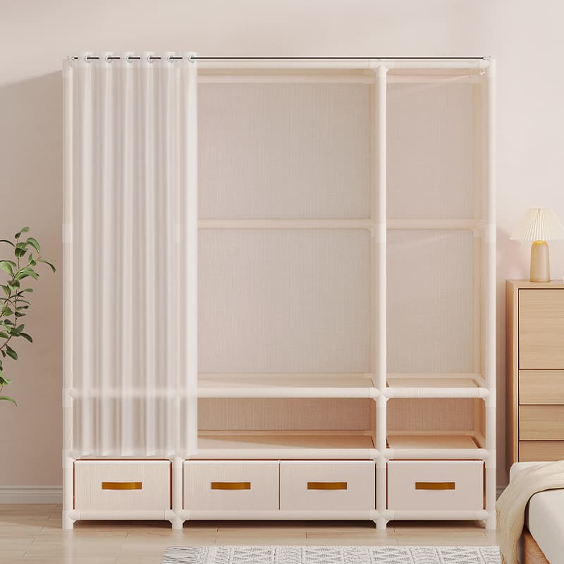 Wardrobe landing small apartment bedroom household strong durable hanging clothes shelves rental house simplicity assembly storage cabinet 1