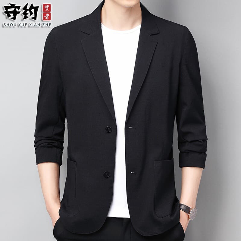 Autumn thin classic suit jacket, loose fit, cotton and linen 2