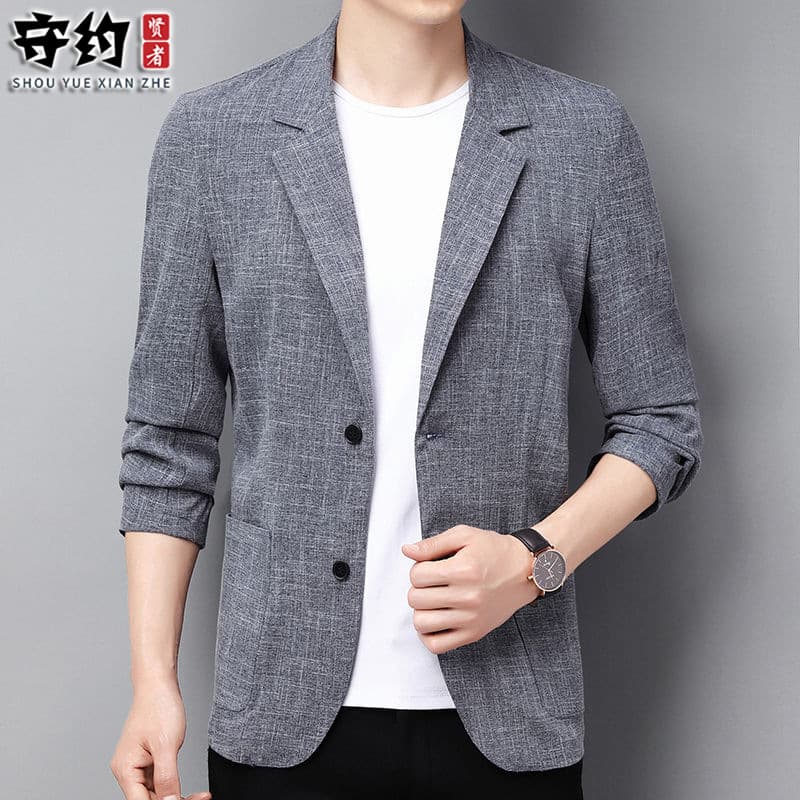 Autumn thin classic suit jacket, loose fit, cotton and linen 3