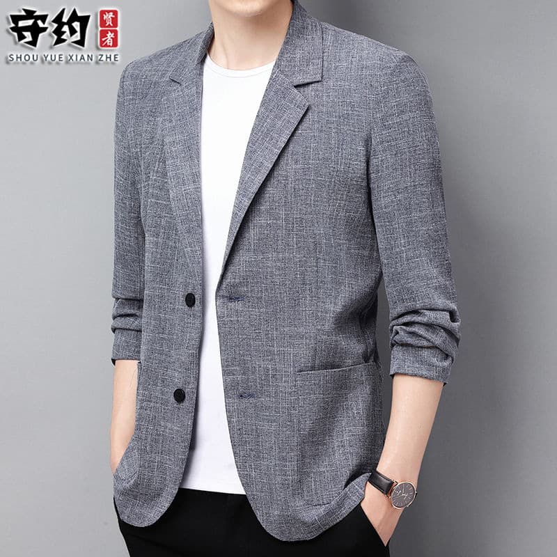 Autumn thin classic suit jacket, loose fit, cotton and linen 4