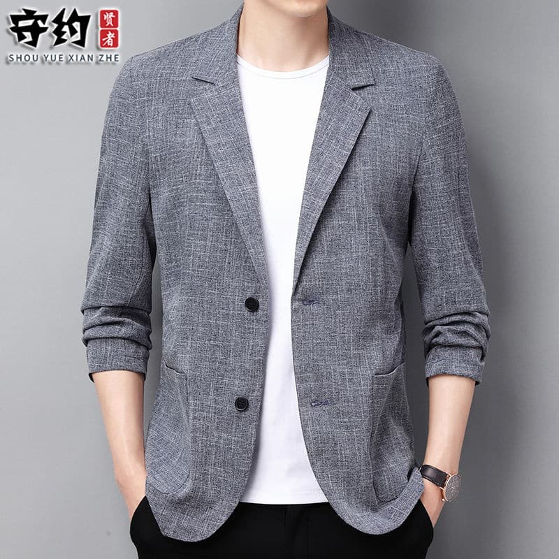 Autumn thin classic suit jacket, loose fit, cotton and linen 1
