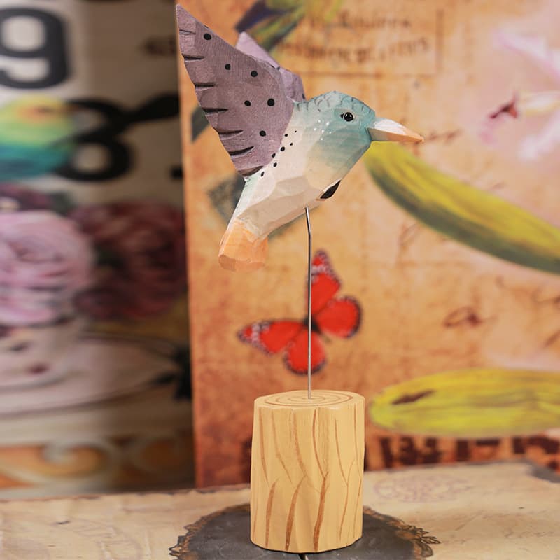 Wooden crafts hand-carved European hummingbird series desktop ornaments creative gifts personalized wood carving crafts 2