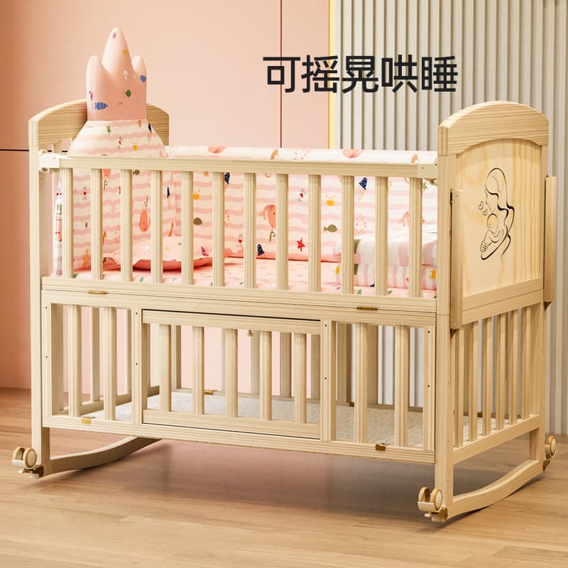 (Wholesale), universal children's wooden crib from natural wood 4