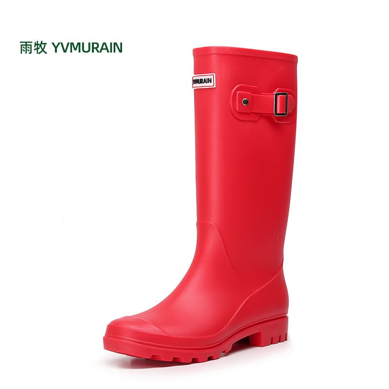 Fashionable rain boots for women high non-slip Wellington adult outdoor waterproof rain boots long overshoes 4