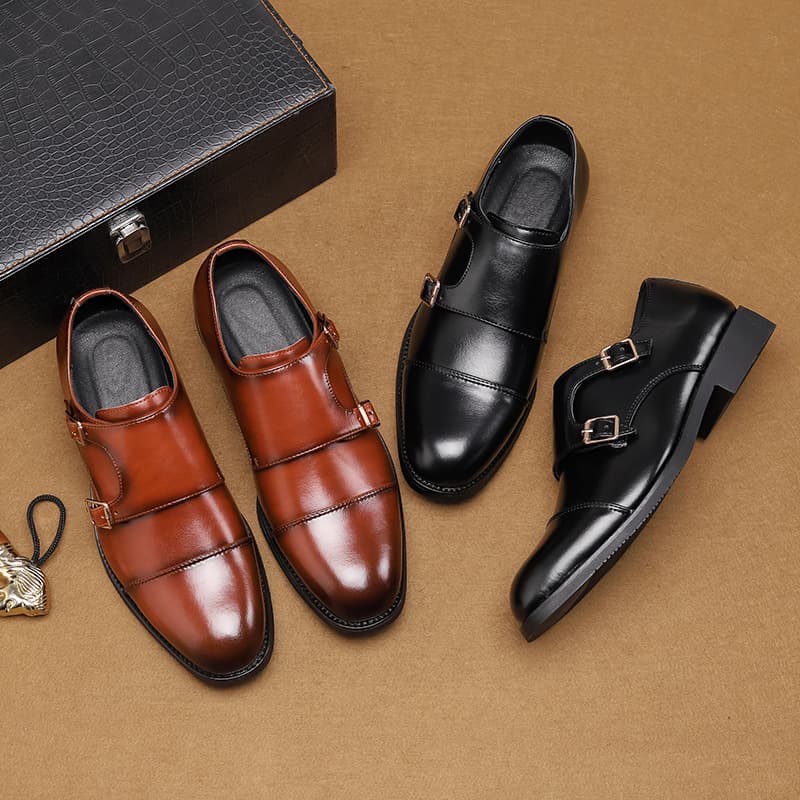 Cross-border Amazon large size men's casual leather shoes men's business gentleman British style men's leather shoes formal men's Monk shoes 4