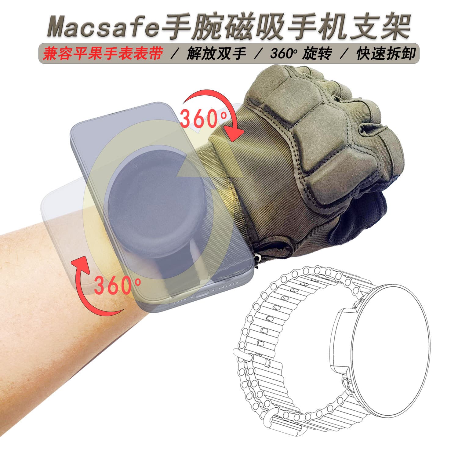 Handheld phone holder, fashionable watch strap for gym 1