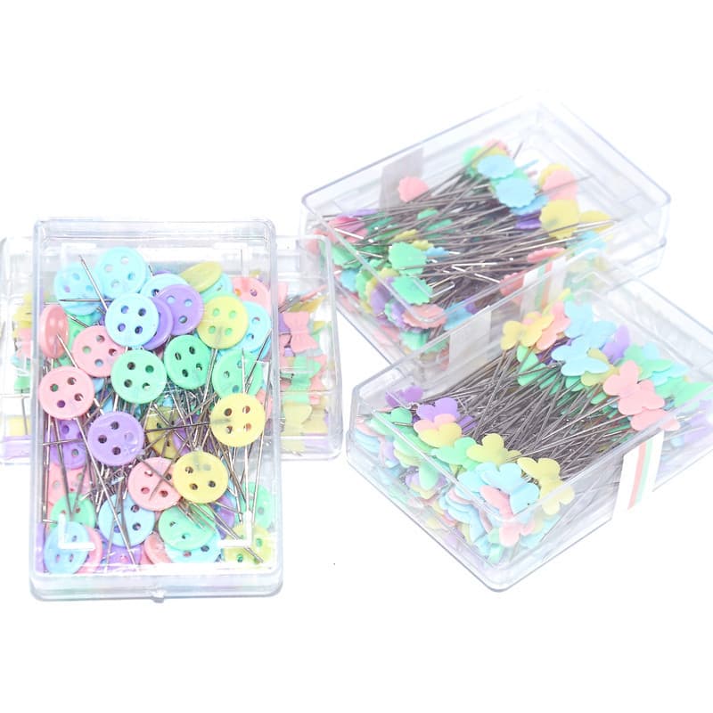 PP plastic box fancy pin button bow tie butterfly plum blossom love pin hand sewing positioning pin 3