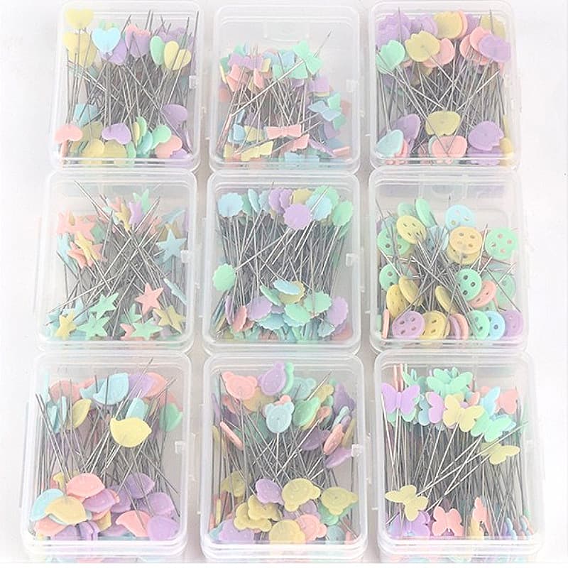 PP plastic box fancy pin button bow tie butterfly plum blossom love pin hand sewing positioning pin 4