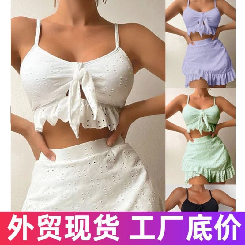 Swimwear, split set, sexy cloth, 3 piece set, hip-accented