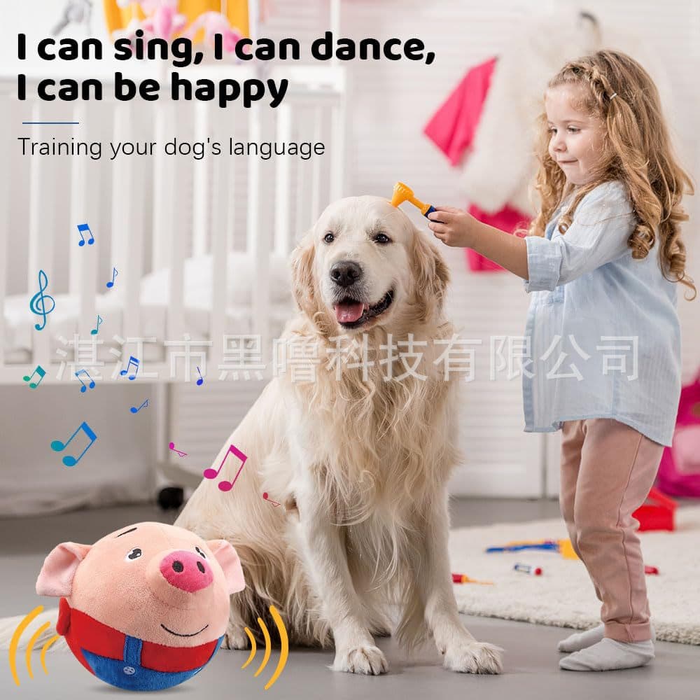 Clown ball seaweed jumping plush toy active moving pet plush toy music jumping ball 5
