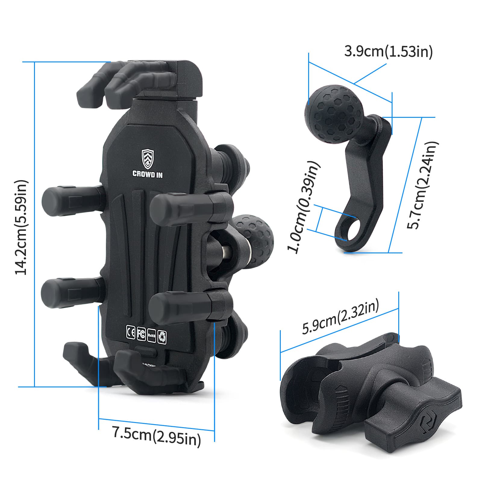 Phone holder, shock-absorbing travel electric car, aluminum alloy 5