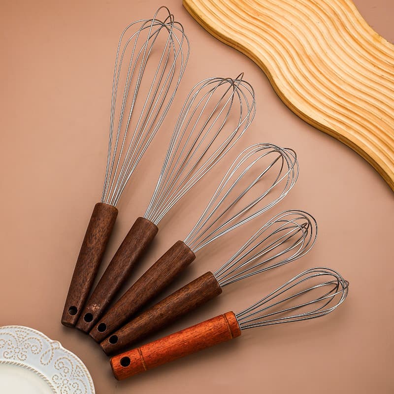 Stainless steel eggproof solid wood handle manually pass the cream artifact bakery home kitchen hand -made egg mixer 4