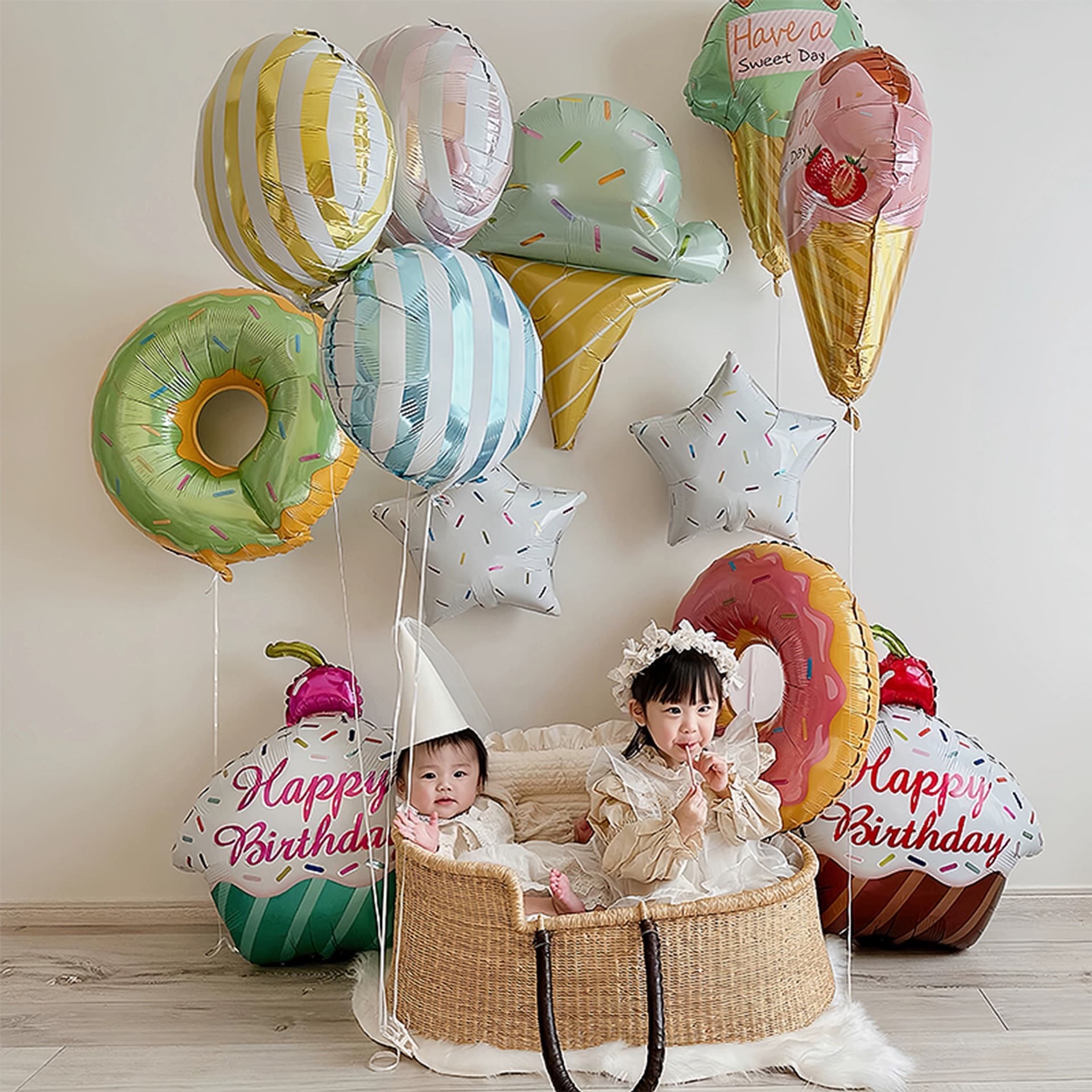 Donut, cartoon balloon for ice cream, children's evening dress 1