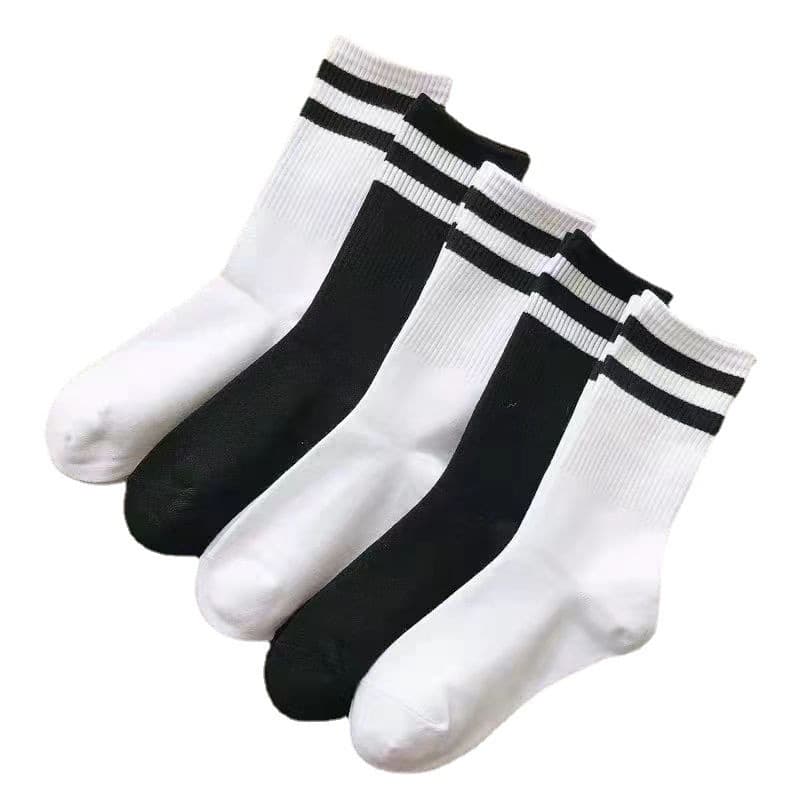 Socks Girls Spring and Summer Mids and Socks Strop Strip Two -Bar College Trends Socks Ins Black and White Pile of Motormus Cotton Socks wholesale SOCKS 5