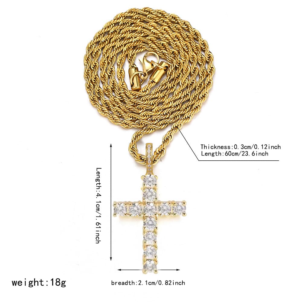 (Cross-border trading), necklace hip-hop style with pigtail stainless steel, European style, 18 carat 5