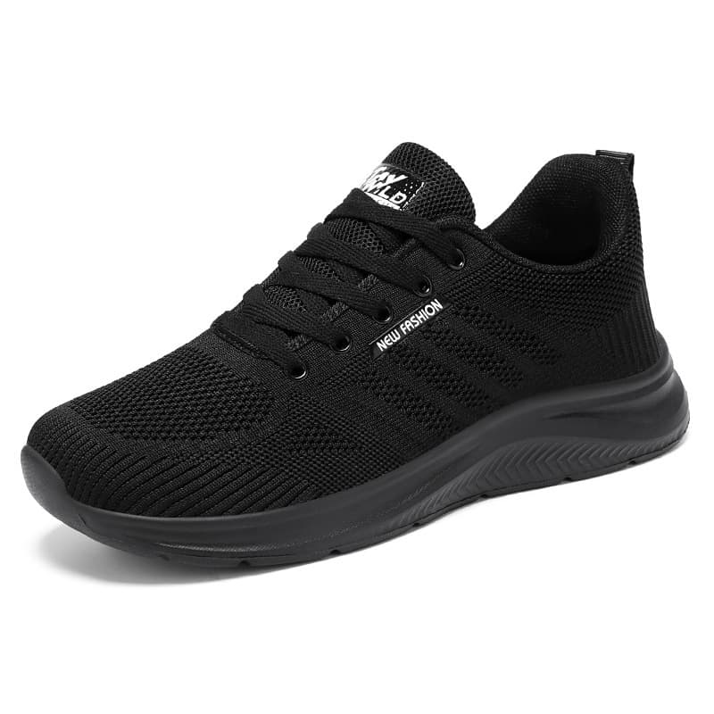 Breathable black sports lightweight casual footwear for leisure, simple and elegant design, for beloved, made with flyknit technology 5