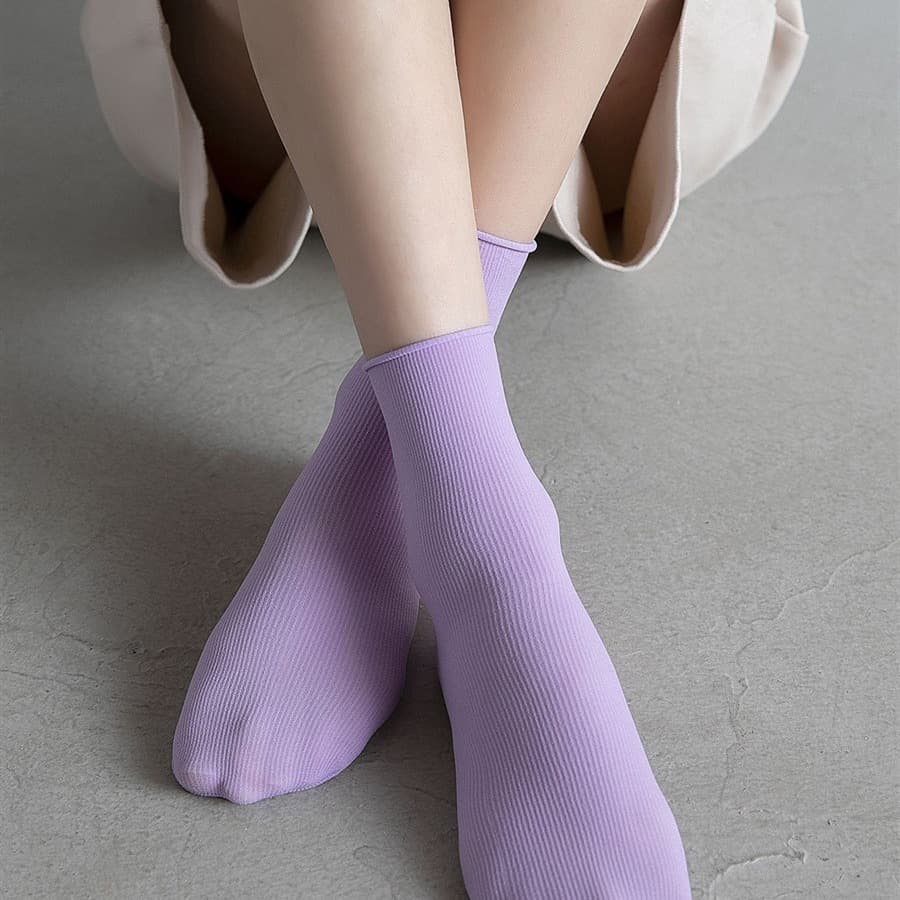 Spring summer thin colored fashionable silk socks, mid-length 2