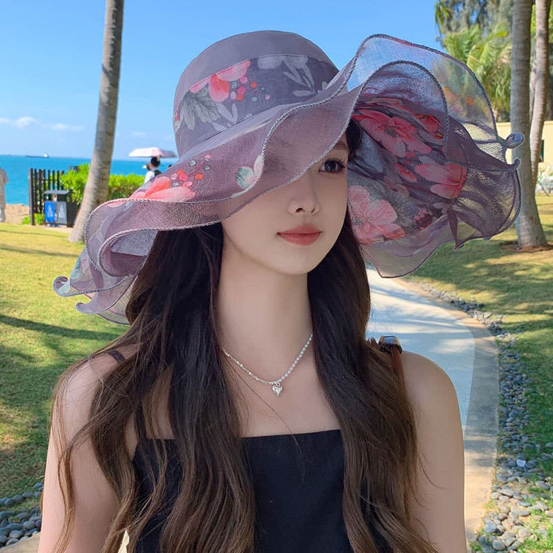 Fashionable beach summer silk hat solar-powered, UV protection 2