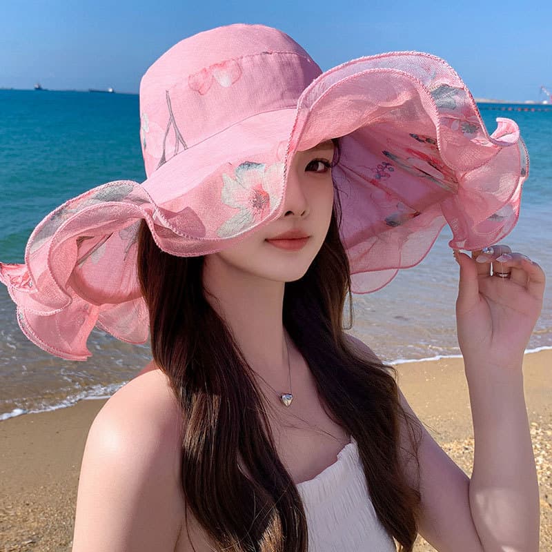 Fashionable beach summer silk hat solar-powered, UV protection 4