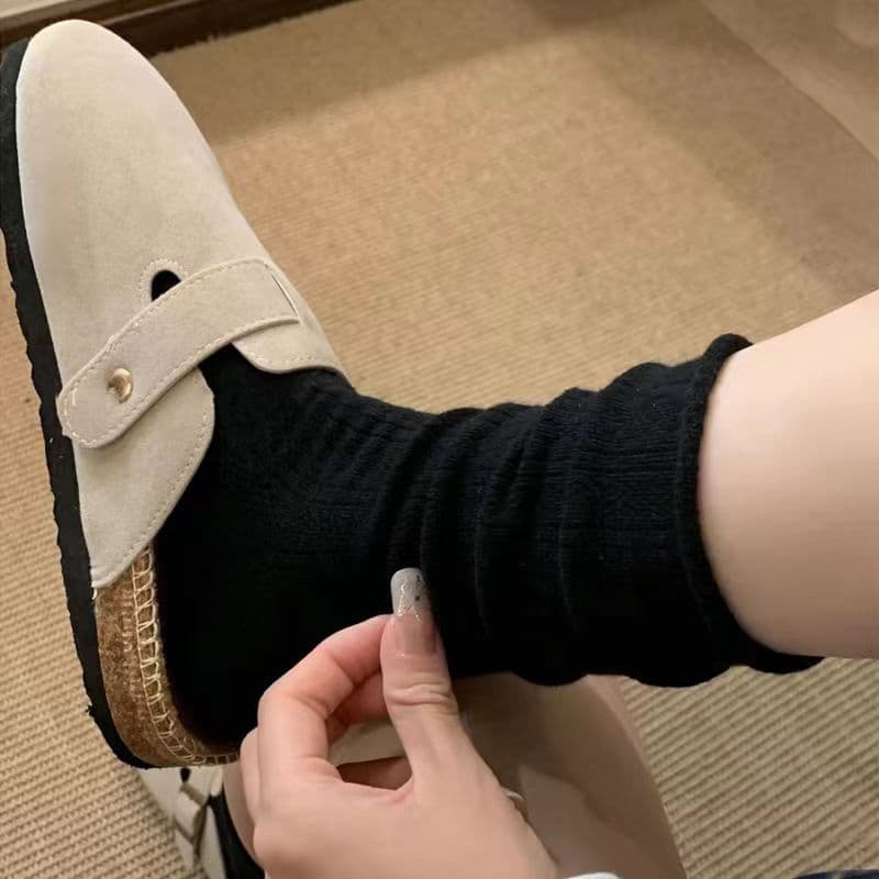 Tide, retro cream socks for pregnant, mid-length 2