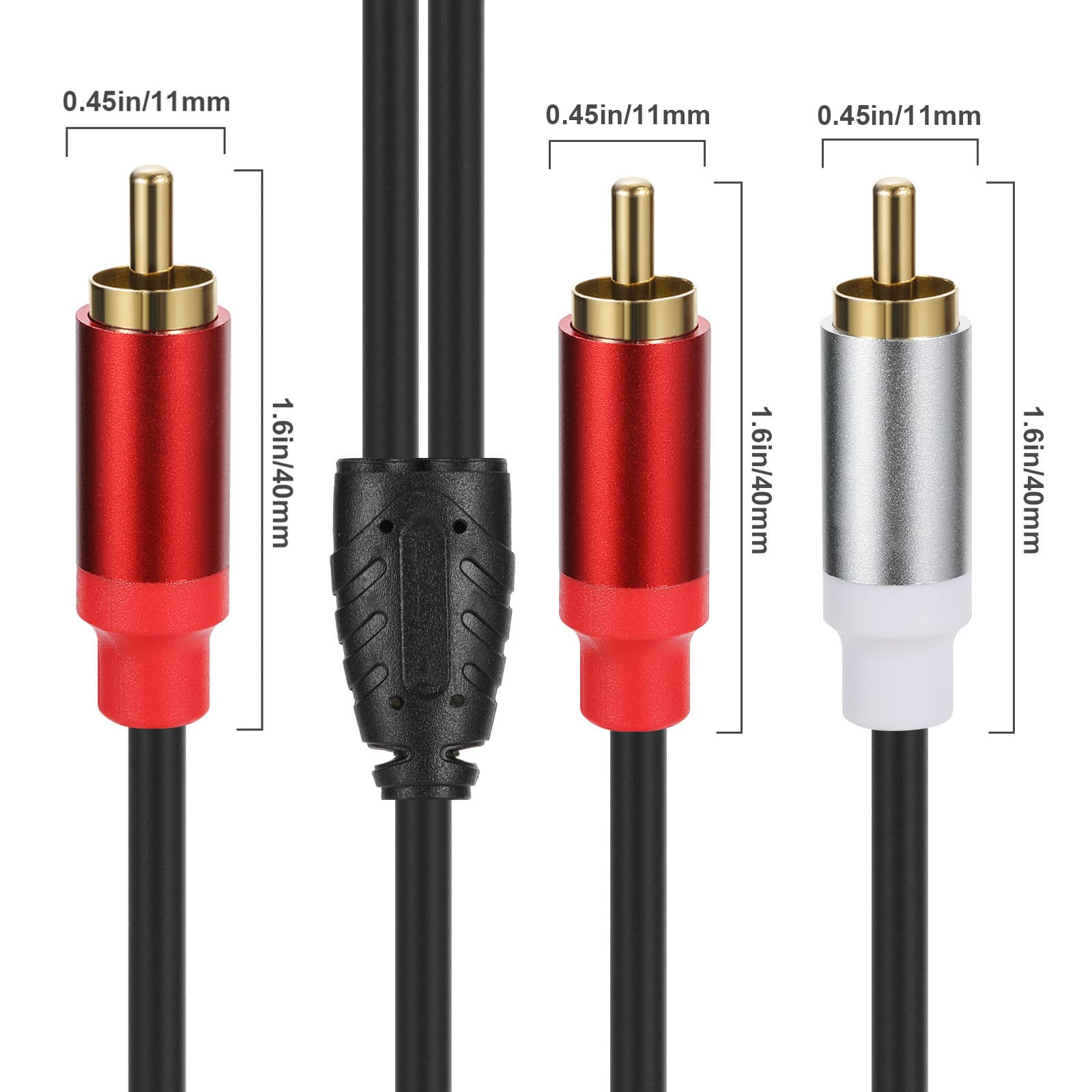 Super soft metal shell Gold copper core RCA one point two lotus one lotus, one drag, two audio cable automobile power amplifier home theater 4