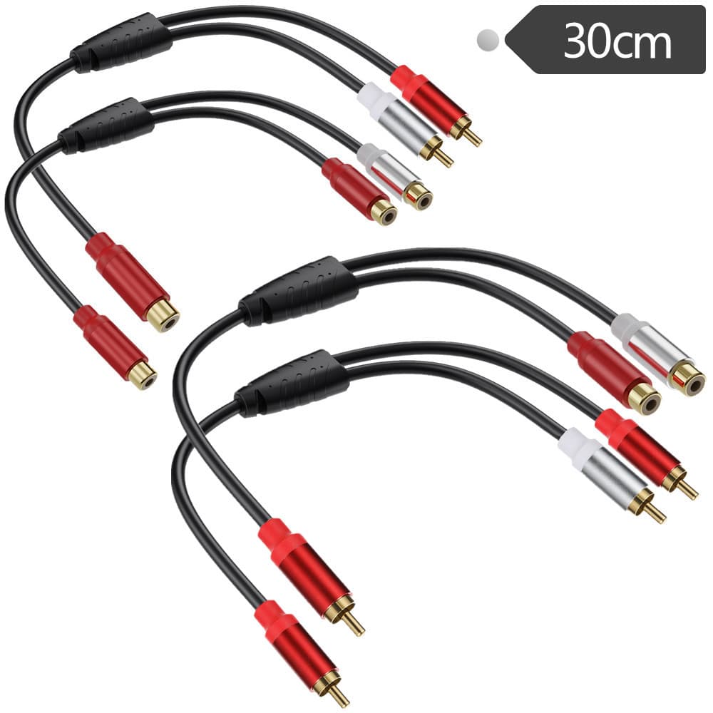 Super soft metal shell Gold copper core RCA one point two lotus one lotus, one drag, two audio cable automobile power amplifier home theater