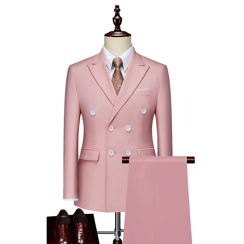 Men's business casual suit double-breasted suit solid color bright red XZ103-288 suit-P135 4