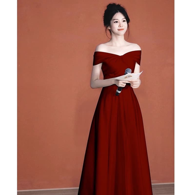 Long evening dress for students, open shoulders