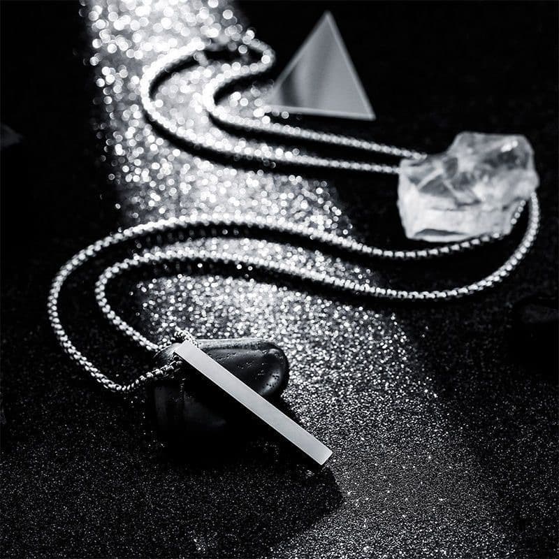 (Cross-border trading), men's necklace stainless steel hip-hop style, rectangular three dimensional pendant, accessory, for beloved 2