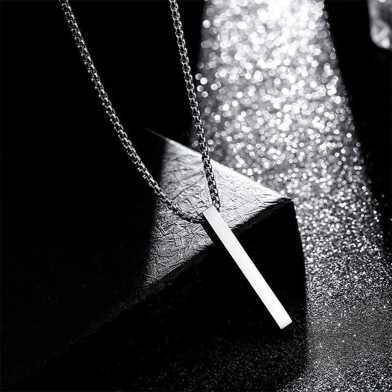 (Cross-border trading), men's necklace stainless steel hip-hop style, rectangular three dimensional pendant, accessory, for beloved 4