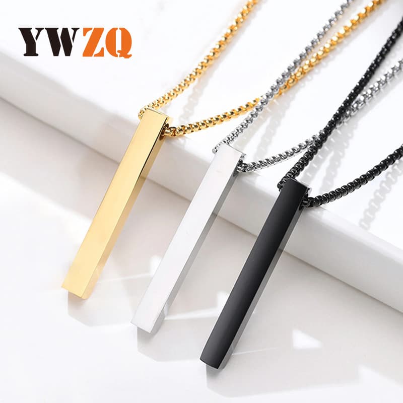 (Cross-border trading), men's necklace stainless steel hip-hop style, rectangular three dimensional pendant, accessory, for beloved 1